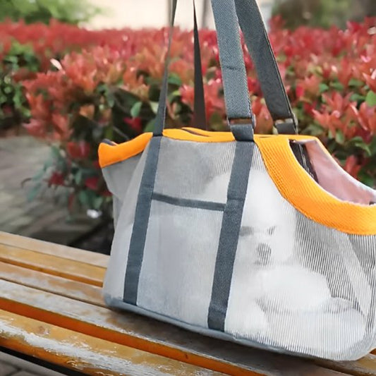 Sac transport chien en nylon en gris
