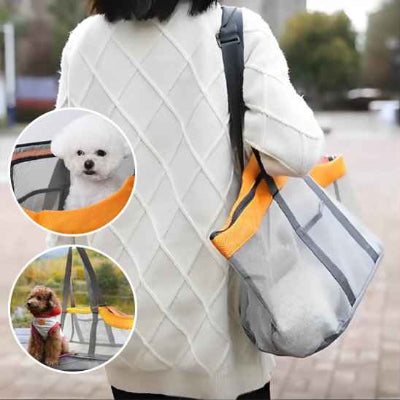 Sac transport chien en nylon maille en gris
